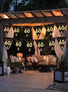 Bộ 1 60th Birthday Party Banner Giấy Graph, Cờ Kéo Tam Giác Cho Tiệc Sinh Nhật - màu đen - Xem 2