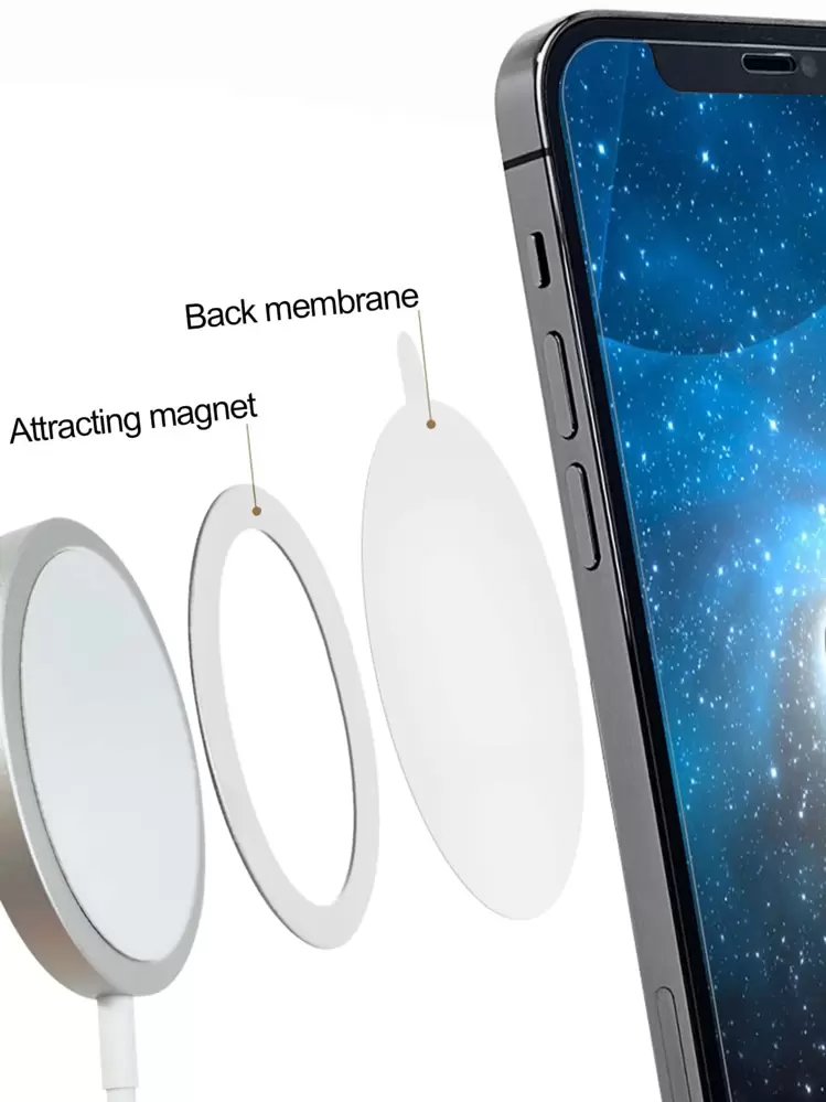 1 stuk Magnetische Zuignap Telefoon Hoesjes Met Draadloos Opladen Functie En Ijzer Ring & Oplaadstandaard Voor Magsafe Geschikt voor Ultradun Ronde Ijzer - Zilver - Bekijken 5