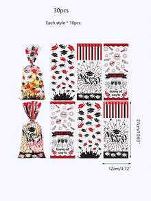 30pcs Letter Graphic Packaging Bag, Red Candy Bag For Graduation Party - Red - View 2