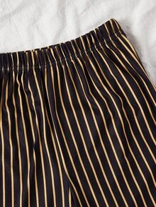 Boys Striped & Slogan Graphic PJ Set - Black - View 4