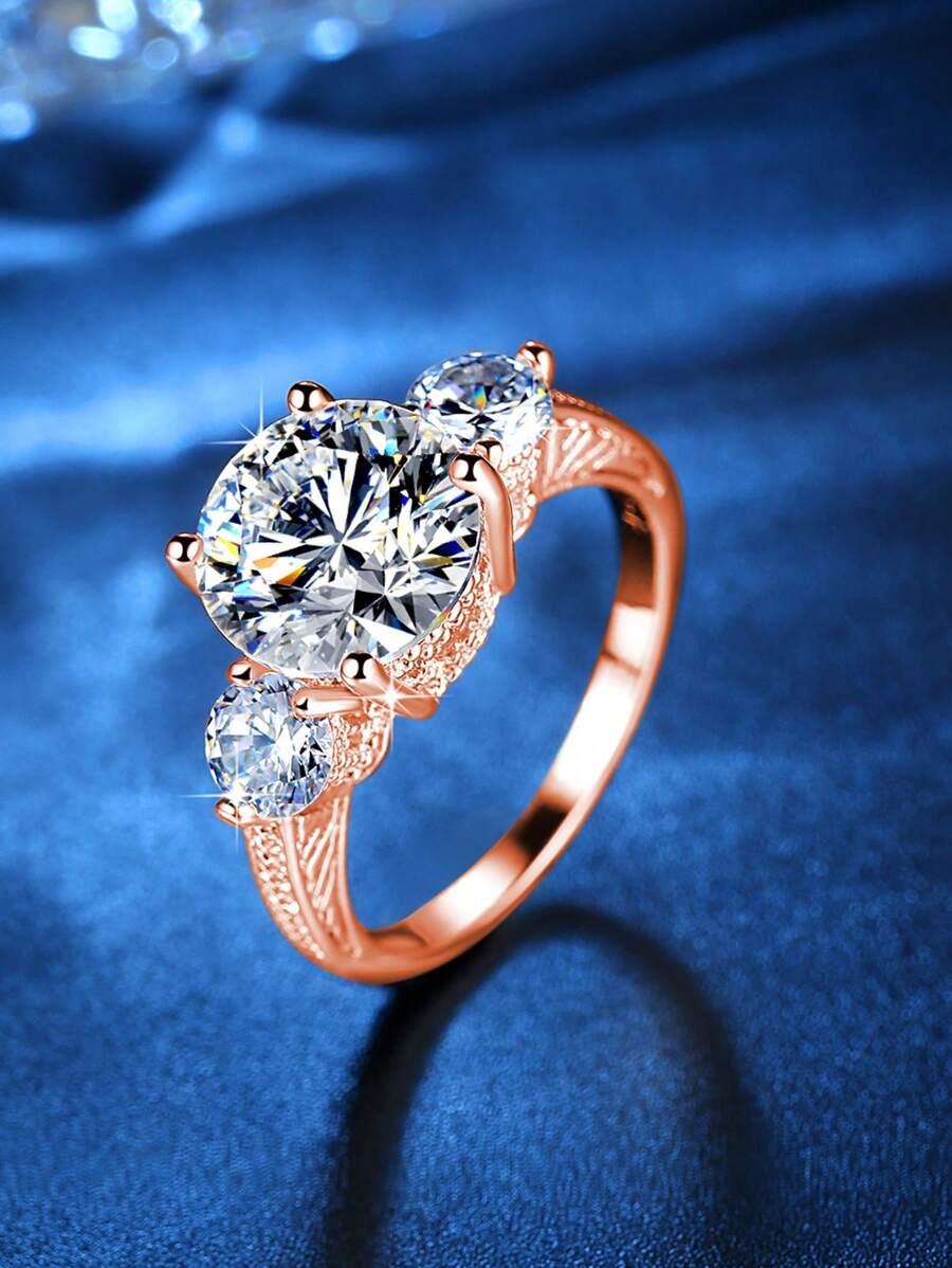 Nhẫn Trang Trí Đá Cubic Zirconia - Hoa hồng vàng - Xem 1