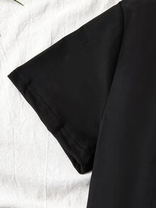 Boys Striped & Slogan Graphic PJ Set - Black - View 5