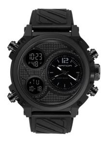 SANDA Top Fashion Outdoor Men's Quartz Watch Top Brand Military Sports Dual Display LED Electronic Watch Bright Screen Display Watch Waterproof Digital Clock - Black - View 2