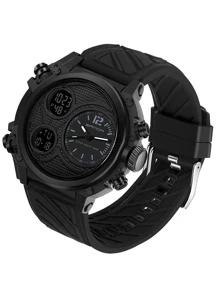 SANDA Top Fashion Outdoor Men's Quartz Watch Top Brand Military Sports Dual Display LED Electronic Watch Bright Screen Display Watch Waterproof Digital Clock - Black - View 7