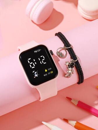 1入組防水電子錶和1入組宇航員吊墜手環