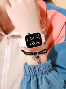 1pc Water Resistant Electronic Watch & 1pc Astronaut Charm Bracelet