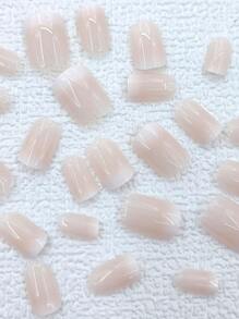 24入組短方形裸色漸層光澤假指甲，1張膠帶和1支指甲文件，自由貼式指甲，美甲用品 - 彩色 - 查看 5