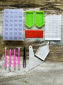 Diy Diamond Painting Tool Kit Storage Box And 21pcs Sewing Accessories - Multicolor - View 2