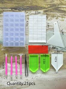 Diy Diamond Painting Tool Kit Storage Box And 21pcs Sewing Accessories - Multicolor - View 3