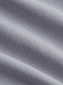 素色蕾絲拼接T恤 - 灰色 - 查看 4