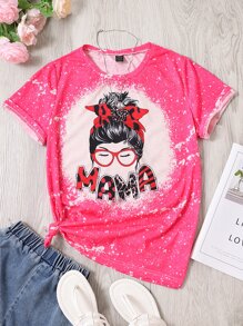 SHEIN Unity 1pc Letter & Figure Graphic Tee - Pink - View 1