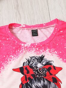 SHEIN Unity 1pc Letter & Figure Graphic Tee - Pink - View 5