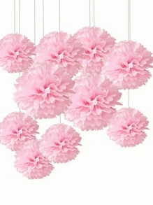 Bộ 10 Quả Bóng Giấy, Hoa Giấy Treo Màu Hồng Trang Trí Tiệc Cưới - Hồng - Xem 1