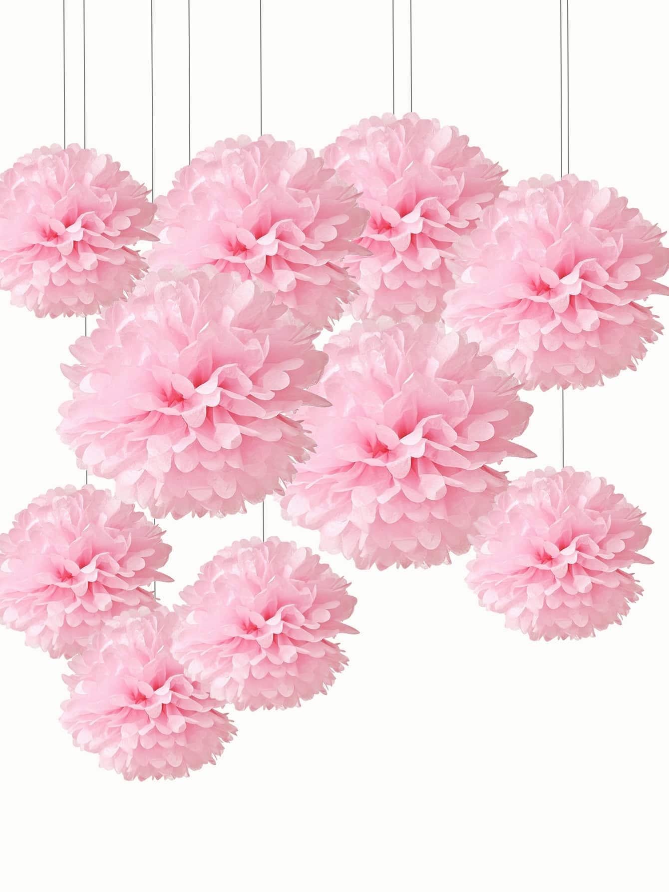 Bộ 10 Quả Bóng Giấy, Hoa Giấy Treo Màu Hồng Trang Trí Tiệc Cưới - Hồng - Xem 1