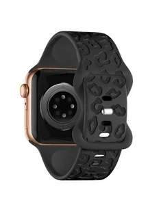 Carvings Strap Compatible With Apple Watch 45mm 44mm 42mm 41mm 40mm 38mm, Soft Silicone Bohemian Leopard Floral Pattern Band Compatible With Watch Series 10 9 8 7 6 5 4 3 2 1 SE, Unisex