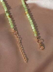 石頭串珠項鍊 - 綠色 - 查看 2