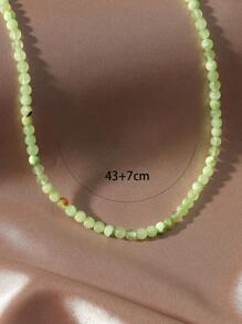 石頭串珠項鍊 - 綠色 - 查看 3