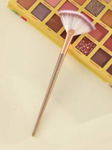 1pc Fan Shaped Makeup Brush - Coffee Brown - View 1