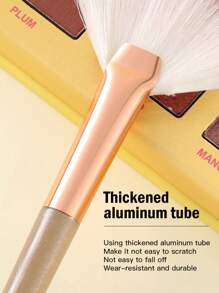 1pc Fan Shaped Makeup Brush - Coffee Brown - View 4