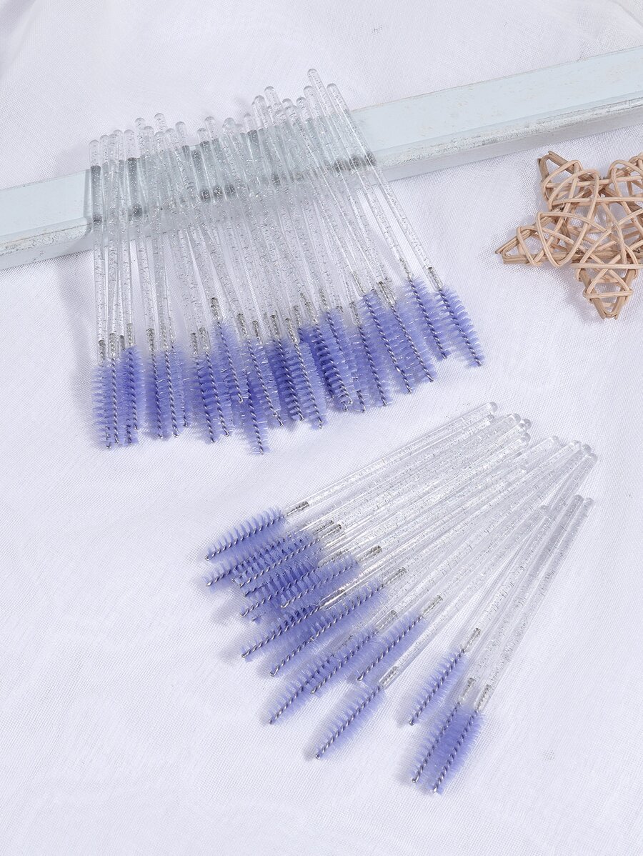 MAANGE 50pcs Crystal Handle Disposable Eyelash Brush,Easy Carrying Makeup Tools For Travel - Blue - View 1