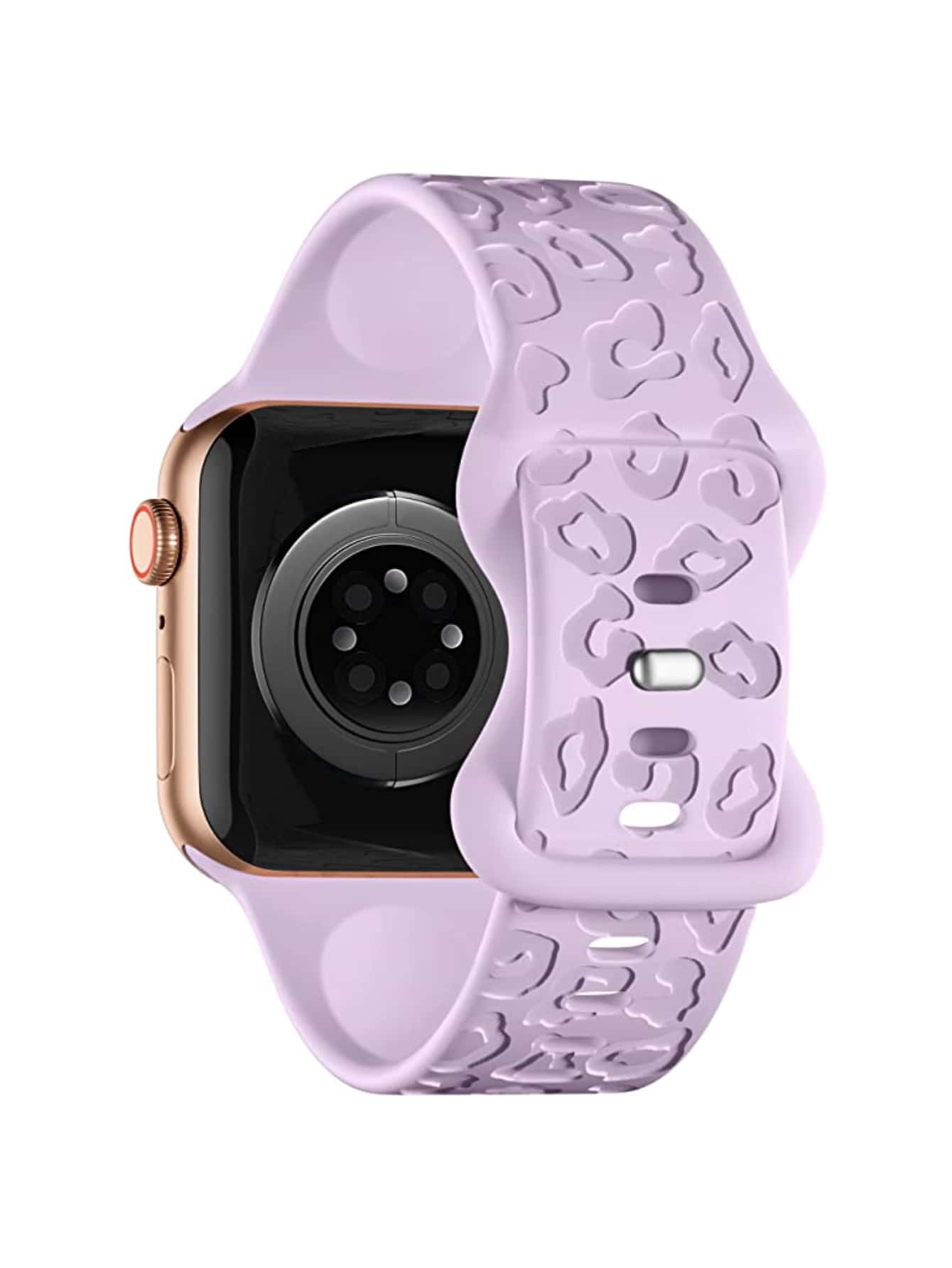 雕刻替换表带适用于 45 毫米 44 毫米 42 毫米 41 毫米 40 毫米 38 毫米，柔软硅胶波西米亚豹纹表带适用于 Watch Series 10 9 8 7 6 5 4 3 2 1 SE，男女通用 - 紫色 - 查看 1