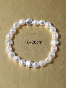 1 Vỏ Thanh Lịch & Ngọc Trai Giả Trang Trí Vòng Tay Đính Hạt Cho Nữ Trang Trí Hàng Ngày - trắng - Xem 4