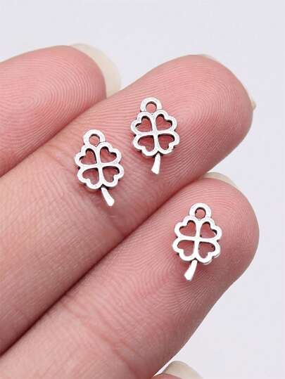 60入組/套創意鋅合金幸運草DIY吊墜適用於女士DIY首飾製作