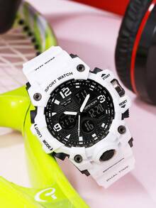 奢華LED數字運動手錶,時尚休閒女士電子錶適合男士,男孩和女孩,防水石英學生手錶 - 白色 - 查看 5