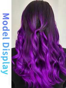 10 kẹp tóc giả nhiều màu, tóc giả xoăn gợn sóng dài 16 inch kẹp tóc tổng hợp, trang phục hóa trang Halloween, tiệc tùng thời trang, lễ hội âm nhạc, quà tặng năm mới cho phụ nữ, trẻ em, bé gái (màu đỏ) - Màu tím - Xem 4