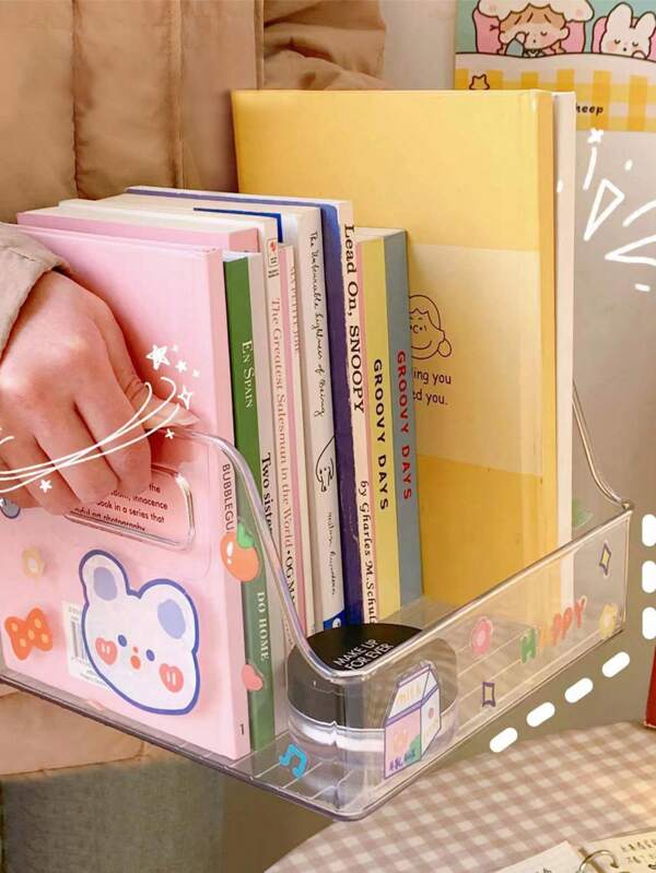 1pc Clear Decorative Mini Bookend, Simple Multipurpose Bookend For
