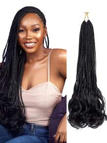 Short Braided Synthetic Hair Extension - Black - View 1
