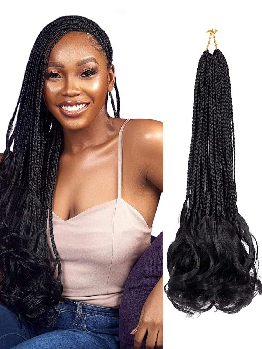 Short Braided Synthetic Hair Extension - Black - View 1