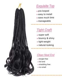 Short Braided Synthetic Hair Extension - Black - View 4
