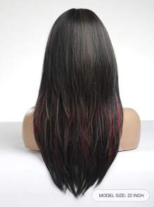 長款直筒人造假髮帶劉海 - 間色 - 查看 2