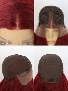 1 PC 13 X 4 X 1 T-Part Ren Dài Xoăn Tổng Hợp Tóc Giả & 1 Mũ Tóc Giả - Màu Đỏ Sâu - Xem 6