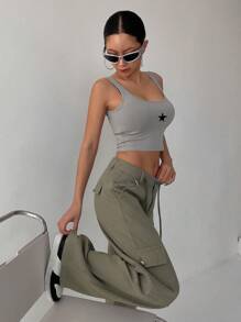 DAZY Áo khoác và áo lót dành cho xe tăng nữ Hình học Giải trí - Màu Xám nhạt - Xem 5