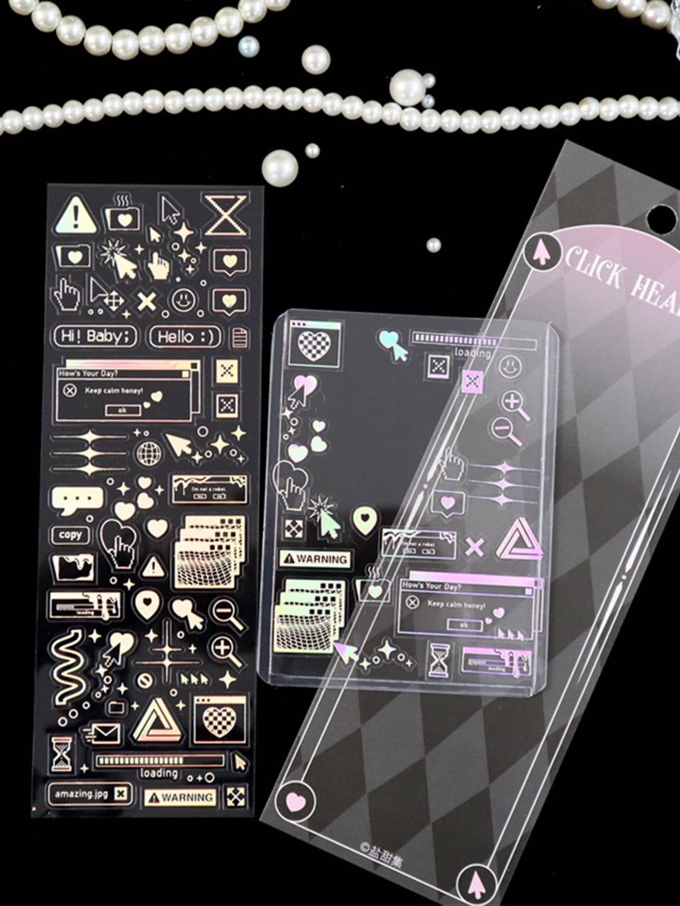 1入組混合圖案多種簡約風多用途貼紙裝飾用品 - 彩色 - 查看 1