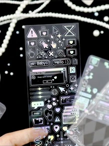 1入組混合圖案多種簡約風多用途貼紙裝飾用品 - 彩色 - 查看 3