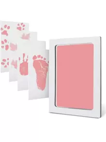 1pc Baby Footprint Pattern Decoration Craft, Plastic Pink Home Ornament For Home Decor - Pink - View 1