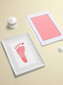 1pc Baby Footprint Pattern Decoration Craft, Plastic Pink Home Ornament For Home Decor - Pink - View 2