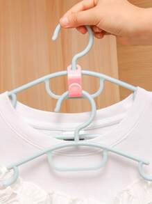 5pcs Clothes Hook connecting hook, clothes hanger extension clip, plastic hanger stack clothes hanger space-saving storage box for heavy-duty wardrobe storage box - Pink - View 3