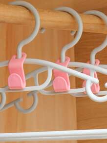 5pcs Clothes Hook connecting hook, clothes hanger extension clip, plastic hanger stack clothes hanger space-saving storage box for heavy-duty wardrobe storage box - Pink - View 4