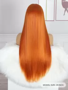 13*2.5 lace front wig Orange Silk straight synthetic wigs for Women - Orange - View 3