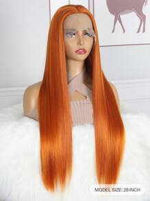 13*2.5 lace front wig Orange Silk straight synthetic wigs for Women - Orange - View 4