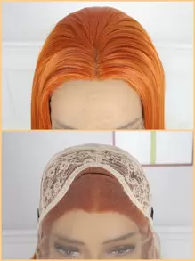 13*2.5 lace front wig Orange Silk straight synthetic wigs for Women - Orange - View 7