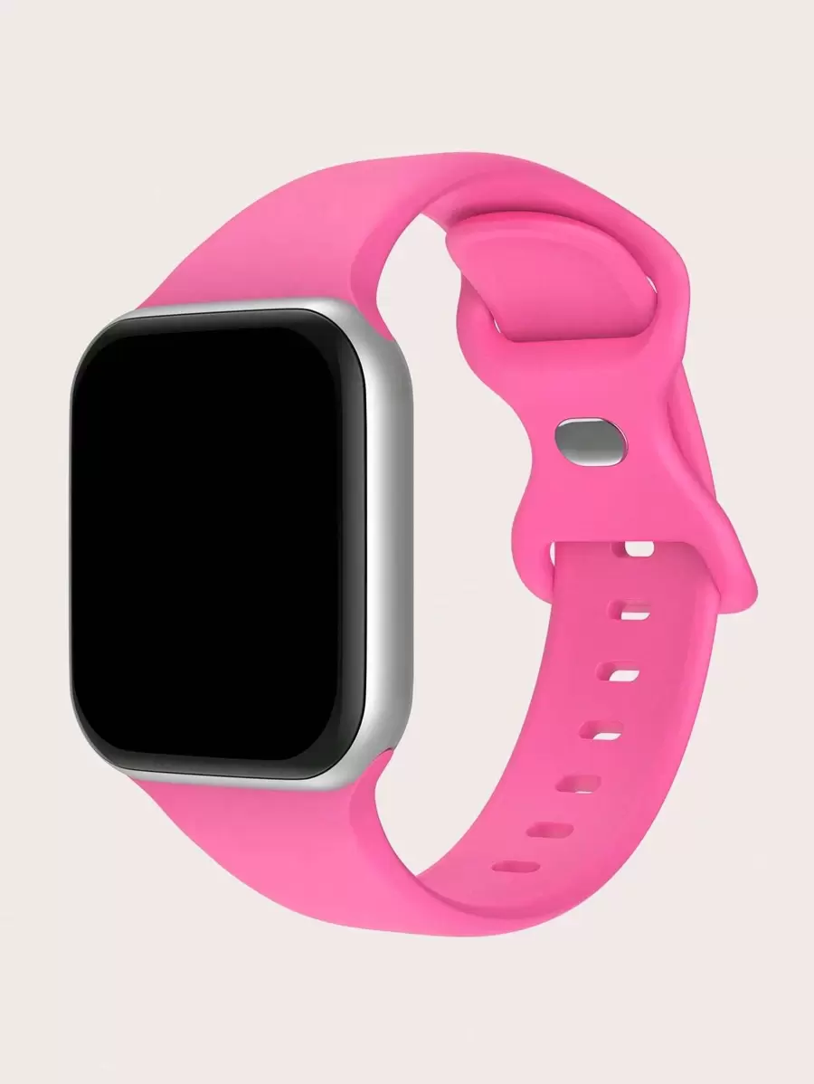 1 Dây đeo đồng hồ silicon màu trơn Unisex, mềm mại và thoải mái, không thấm nước, tương thích với đồng hồ 38mm, 40mm, 41mm, 42mm, 44mm, 45mm, 49mm bao gồm Ultra/SE/8/7/6/5/4/3/2/1 - Màu Hồng Tươi - Xem 1