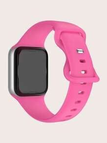 1 Dây đeo đồng hồ silicon màu trơn Unisex, mềm mại và thoải mái, không thấm nước, tương thích với đồng hồ 38mm, 40mm, 41mm, 42mm, 44mm, 45mm, 49mm bao gồm Ultra/SE/8/7/6/5/4/3/2/1 - Màu Hồng Tươi - Xem 2