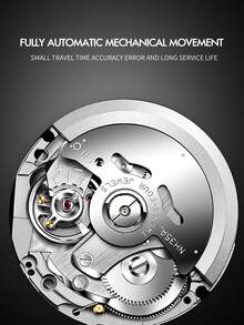 BUREI Hombres Reloj mecánico de puntero redondo fecha - Verde - Ver 7