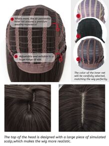 alicegarden 1 片合成耐热短款 Bobo 假发，深棕色刘海，12 英寸长，纤维制成，时尚假发，自然逼真