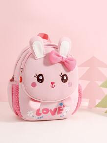 1個可愛的卡通粉色兔子圖案背包,適用於幼兒女孩,幼稚園,旅行 - 粉色 - 查看 1
